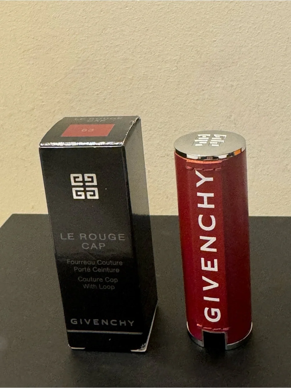 BNIB Givenchy Le Rouge Couture Cap With Loop #63 Porté Centure Burgundy Color
